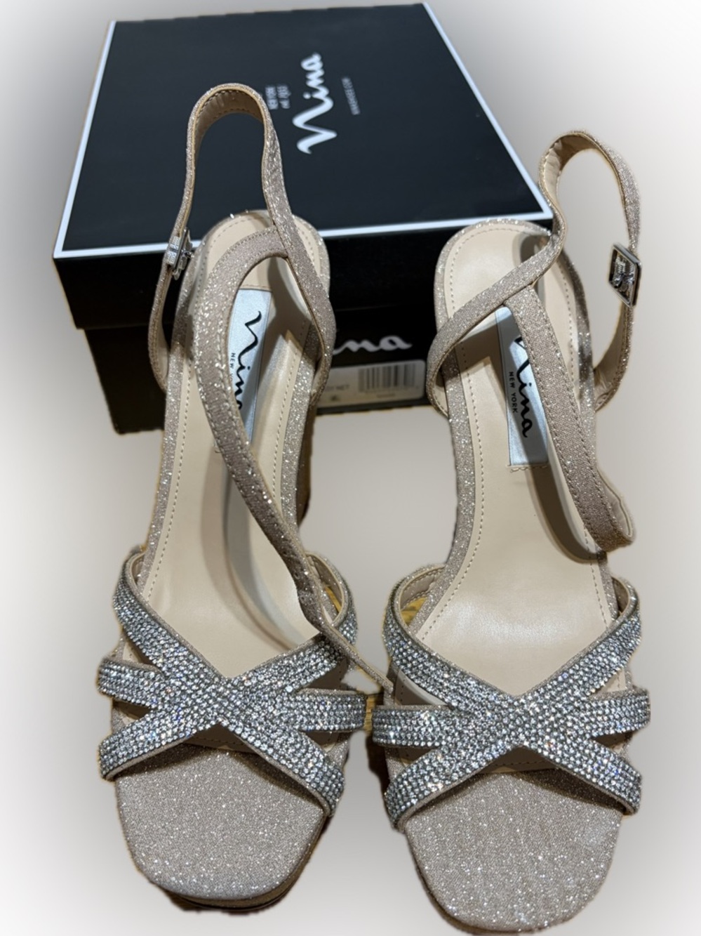 Nina Nude Glitter Wedges